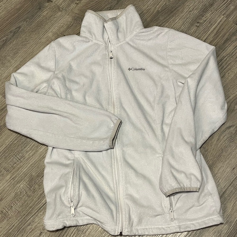 Columbia Light Grey Full-Zip Fleece Jacket